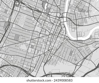 Vector city map of Newark New Jersey in the United Stated of America with black roads isolated on a grey background.