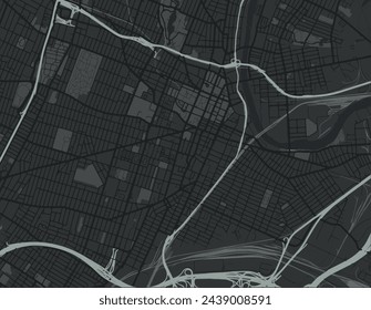 Vector city map of Newark New Jersey in the United Stated of America withk white roads isolated on a grey background.