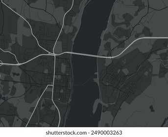 Vector city map of Newburgh - Beacon New York in the United States of America with white roads isolated on a grey background.