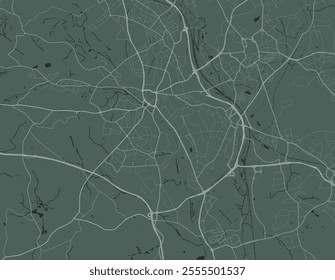 Vector city map of Newcastle-under-Lyme in the United Kingdom with white roads isolated on a green background.