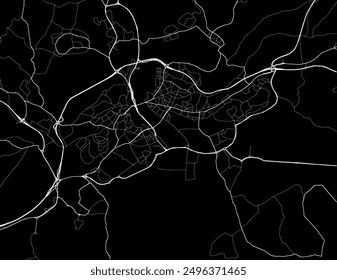 Vector city map of Newport in the United Kingdom with white roads isolated on a black background.