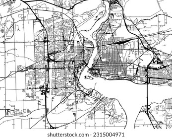 Vector city map of Niagara Falls Ontario in Canada with black roads isolated on a white background.