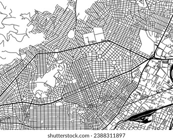 Vector city map of Nikaia in Greece with black roads isolated on a white background.