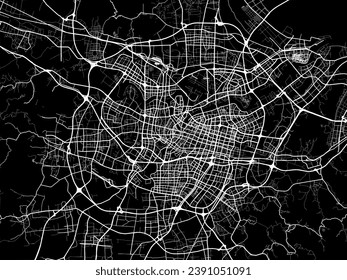 Vector city map of Ningbo in People's Republic of China (PRC) with white roads isolated on a black background.
