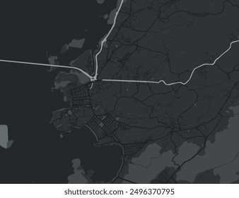 Vector city map of Niteroi in Brazil with white roads isolated on a grey background.