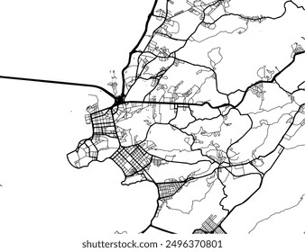 Vector city map of Niteroi in Brazil with black roads isolated on a white background.