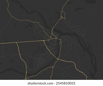 Vector city map of Nizhniy Novgorod in the Russian Federation with yellow roads isolated on a brown background.