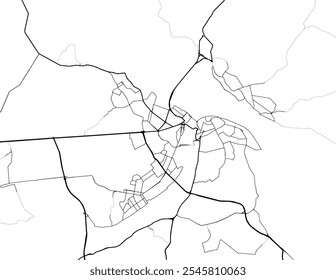 Vector city map of Nizhniy Novgorod in the Russian Federation with black roads isolated on a white background.