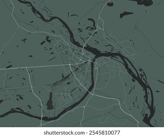 Vector city map of Nizhniy Novgorod in the Russian Federation with white roads isolated on a green background.