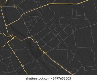 Vector city map of Noida in the Republic of India with yellow roads isolated on a brown background.