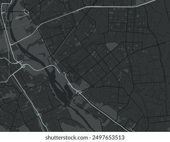 Vector city map of Noida in the Republic of India with white roads isolated on a grey background.