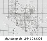 Vector city map of Norman Oklahoma in the United Stated of America with black roads isolated on a grey background.