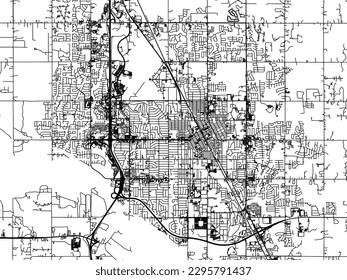 Vector city map of Norman Oklahoma in the United States of America with black roads isolated on a white background.