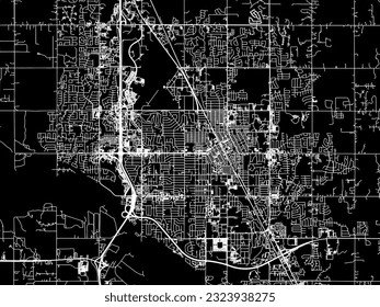 Vector city map of Norman Oklahoma in the United States of America with white roads isolated on a black background.