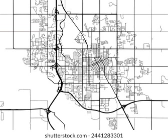 Vector city map of Norman Oklahoma in the United Stated of America with black roads isolated on a white background.