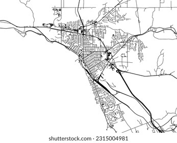 Vector city map of North Bay Ontario in Canada with black roads isolated on a white background.