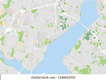 Vector city map of North Central Istanbul
