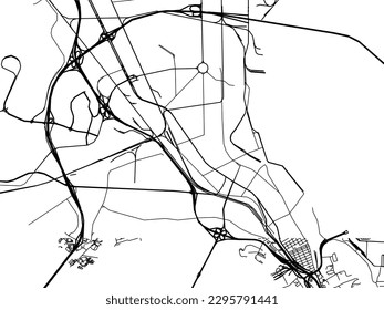 Mapa de la ciudad vectorial de Carolina del Norte en los Estados Unidos de América con carreteras negras aisladas en un fondo blanco.