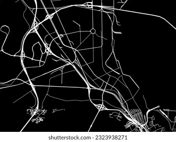 Vector city map of North Charleston South Carolina in the United States of America with white roads isolated on a black background.