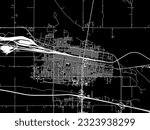 Vector city map of North Platte Nebraska in the United States of America with white roads isolated on a black background.