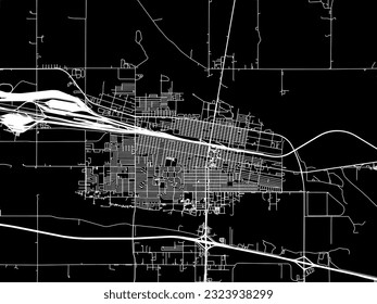 Vector city map of North Platte Nebraska in the United States of America with white roads isolated on a black background.