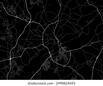 Vector city map of Nottingham in the United Kingdom with black roads isolated on a grey background.
