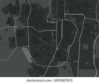 Vector city map of Nuevo Laredo in Mexico with white roads isolated on a grey background.