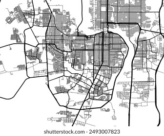 Vector city map of Nuevo Laredo in Mexico with black roads isolated on a white background.