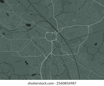 Vector city map of Nuneaton in the United Kingdom with white roads isolated on a green background.