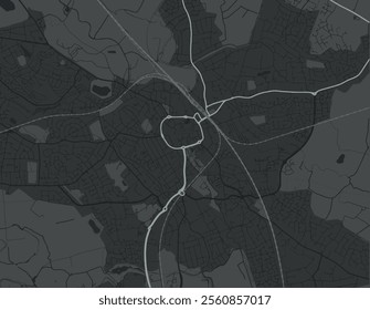 Vector city map of Nuneaton in the United Kingdom with white roads isolated on a grey background.