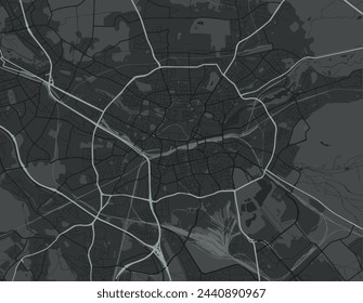 Vector city map of Nurnberg in the Germany with white roads isolated on a grey background.