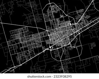 Vector city map of Odessa Texas in the United States of America with white roads isolated on a black background.