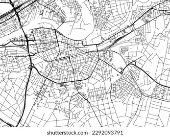 Vector city map of Offenbach am Main in the Germany with black roads isolated on a white background.
