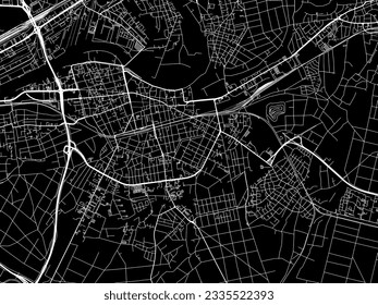 Vector city map of Offenbach am Main in Germany with white roads isolated on a black background.