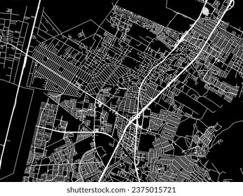 Vector city map of Ojo de Agua in Mexico with white roads isolated on a black background.