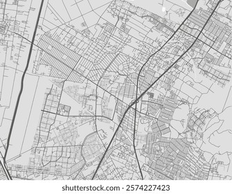 Vector city map of Ojo de Agua in Mexico with black roads isolated on a grey background.