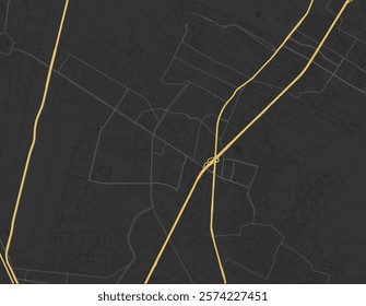 Vector city map of Ojo de Agua in Mexico with yellow roads isolated on a brown background.