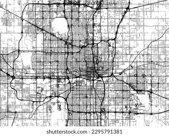 Vector city map of Oklahoma City Metro Oklahoma in the United States of America with black roads isolated on a white background.