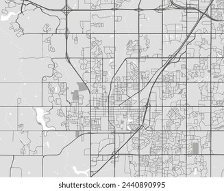 Vector city map of Olathe Kansas in the United Stated of America with black roads isolated on a grey background.