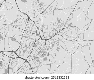 Vector city map of Oldham in the United Kingdom with black roads isolated on a grey background.