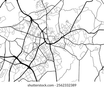 Vector city map of Oldham in the United Kingdom with black roads isolated on a white background