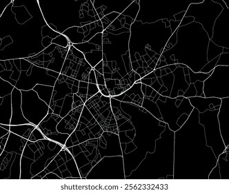 Vector city map of Oldham in the United Kingdom with white roads isolated on a black background.