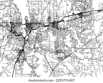 Stadtplan von Olympia Washington in den Vereinigten Staaten von Amerika mit schwarzen Straßen einzeln auf weißem Hintergrund.