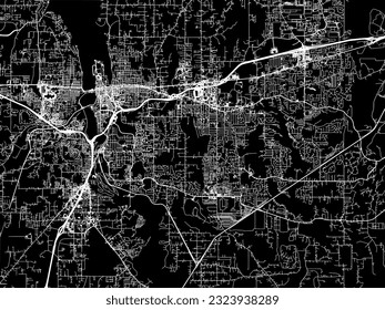 Vector city map of Olympia Washington in the United States of America with white roads isolated on a black background.