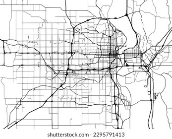 Vector city map of Omaha Nebraska in the United States of America with black roads isolated on a white background.