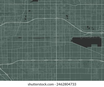 Vector city map of Ontario California in the United States of America with white roads isolated on a green background.