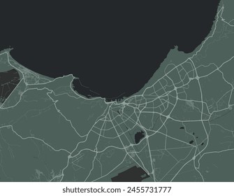 Vector city map of Oran in Algeria with white roads isolated on a green background.