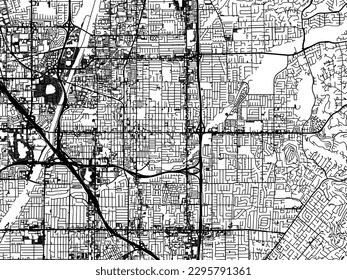 Vector city map of Orange California in the United States of America with black roads isolated on a white background.