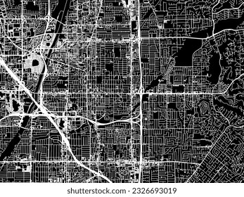 Vector city map of Orange California in the United States of America with white roads isolated on a black background.