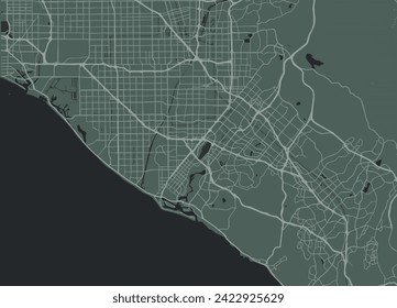 Vector city map of Orange County California in the United States of America with white roads isolated on a green background.